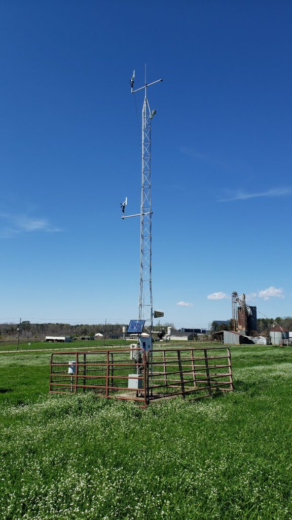 An ECONet station located in the field at the Reedy Creek Field Site in Raleigh, NC.