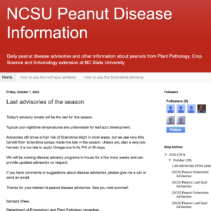 Screenshot of peanut disease advisory tool.